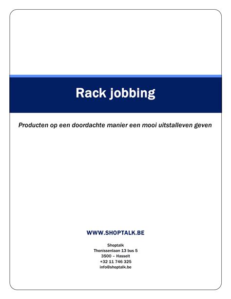 Informatie fiche Rack Jobbing .